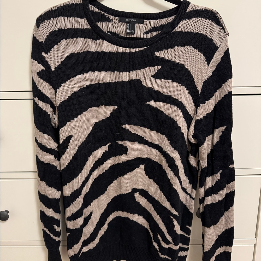 Forever 21 Black and Tan Zebra Print Sweater